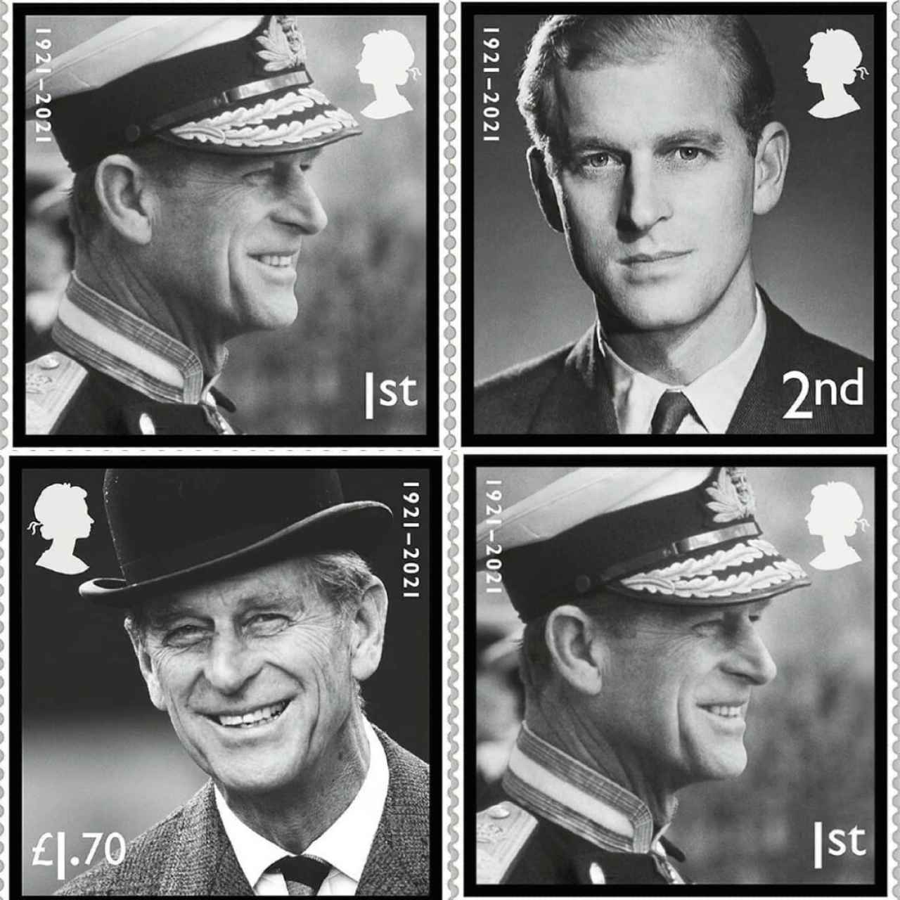 Los cuatro sellos con los que se homenajea al duque de Edimburgo.
