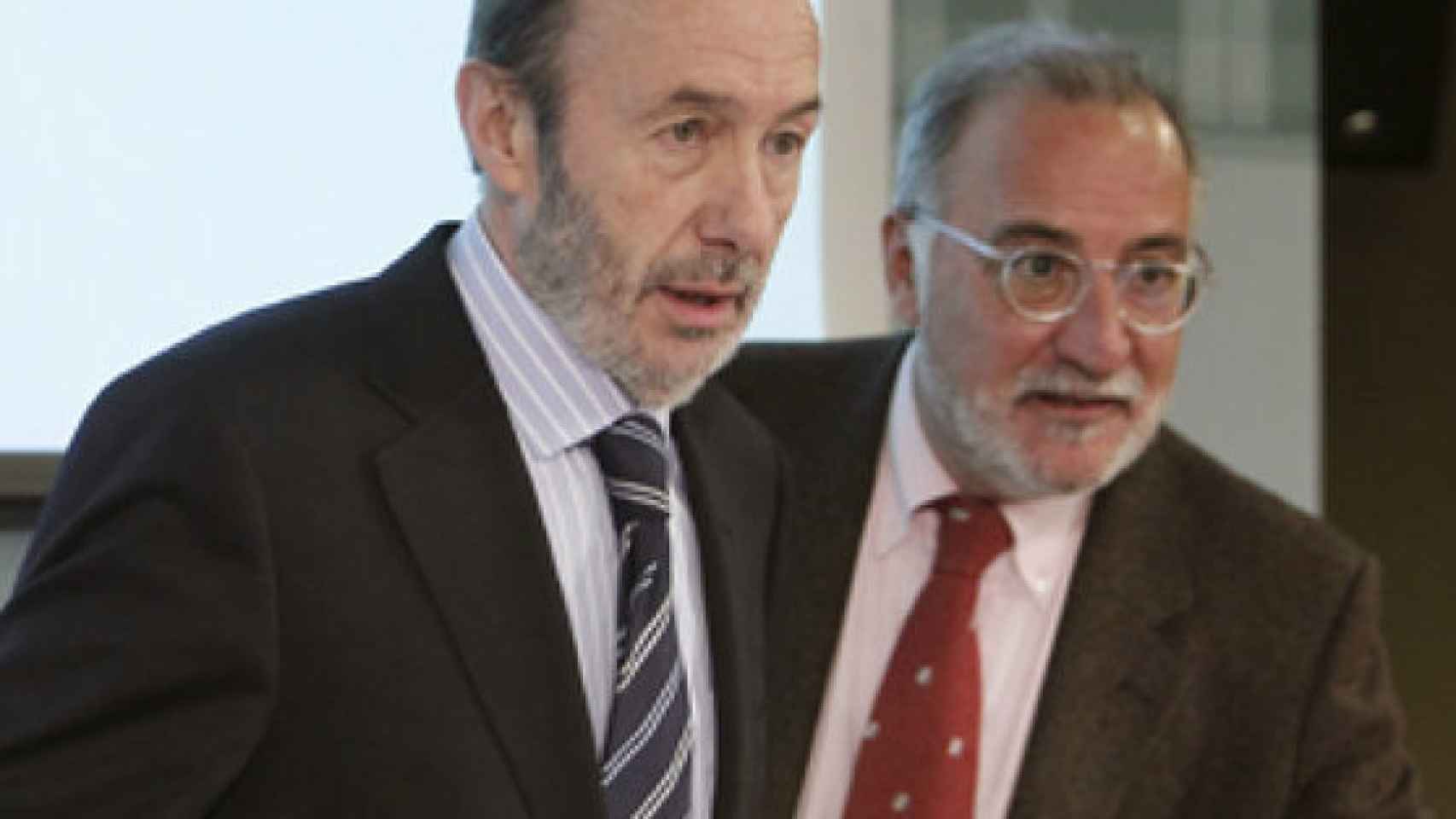 Pere Navarro junto a Alfredo Pérez Rubalcaba durante el Gobierno de José Luis Rodríguez Zapatero.