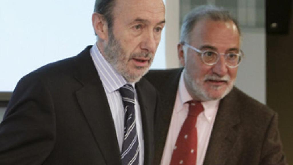 Pere Navarro junto a Alfredo Pérez Rubalcaba durante el Gobierno de José Luis Rodríguez Zapatero.