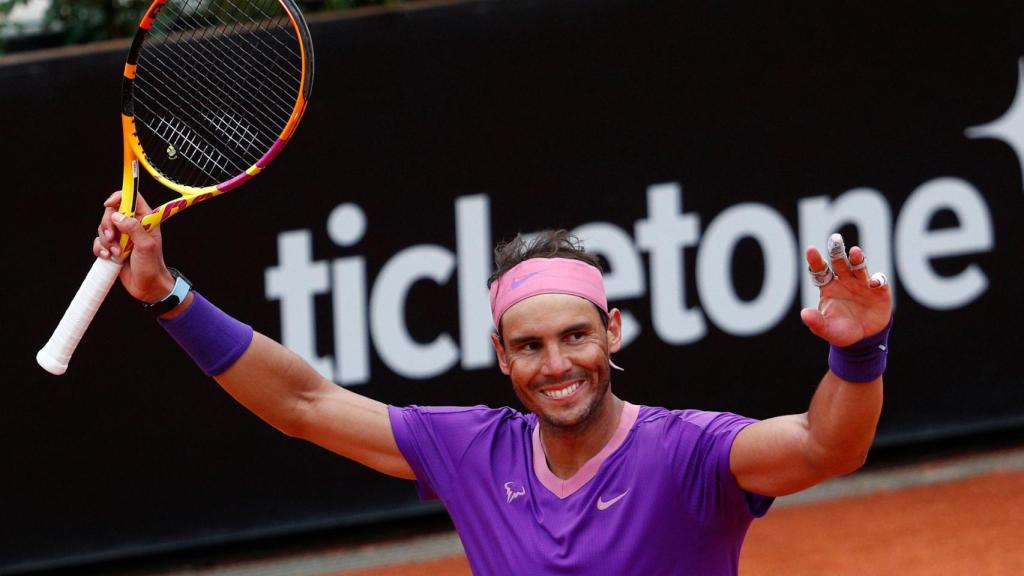 Nadal, celebrando su pase a la final de Roma.