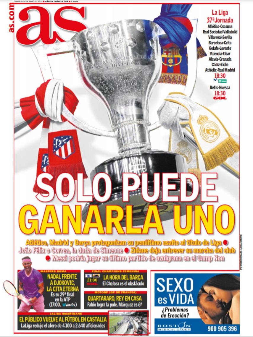 La portada del diario AS (16/05/2021)