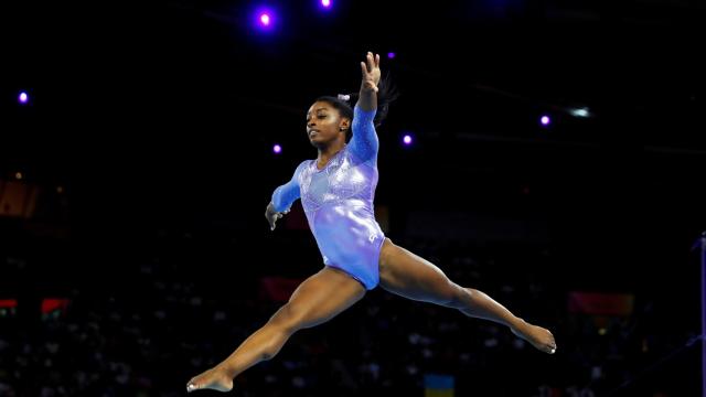 Simone Biles, durante el Mundial de 2019