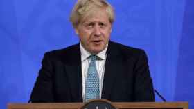 El primer ministro británico, Boris Johnson, en rueda de prensa.