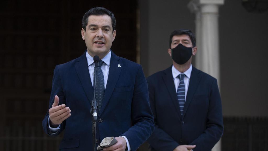 El presidente de la Junta y el exvicepresidente, Juanma Moreno y Juan Marín, en una imagen de archivo.