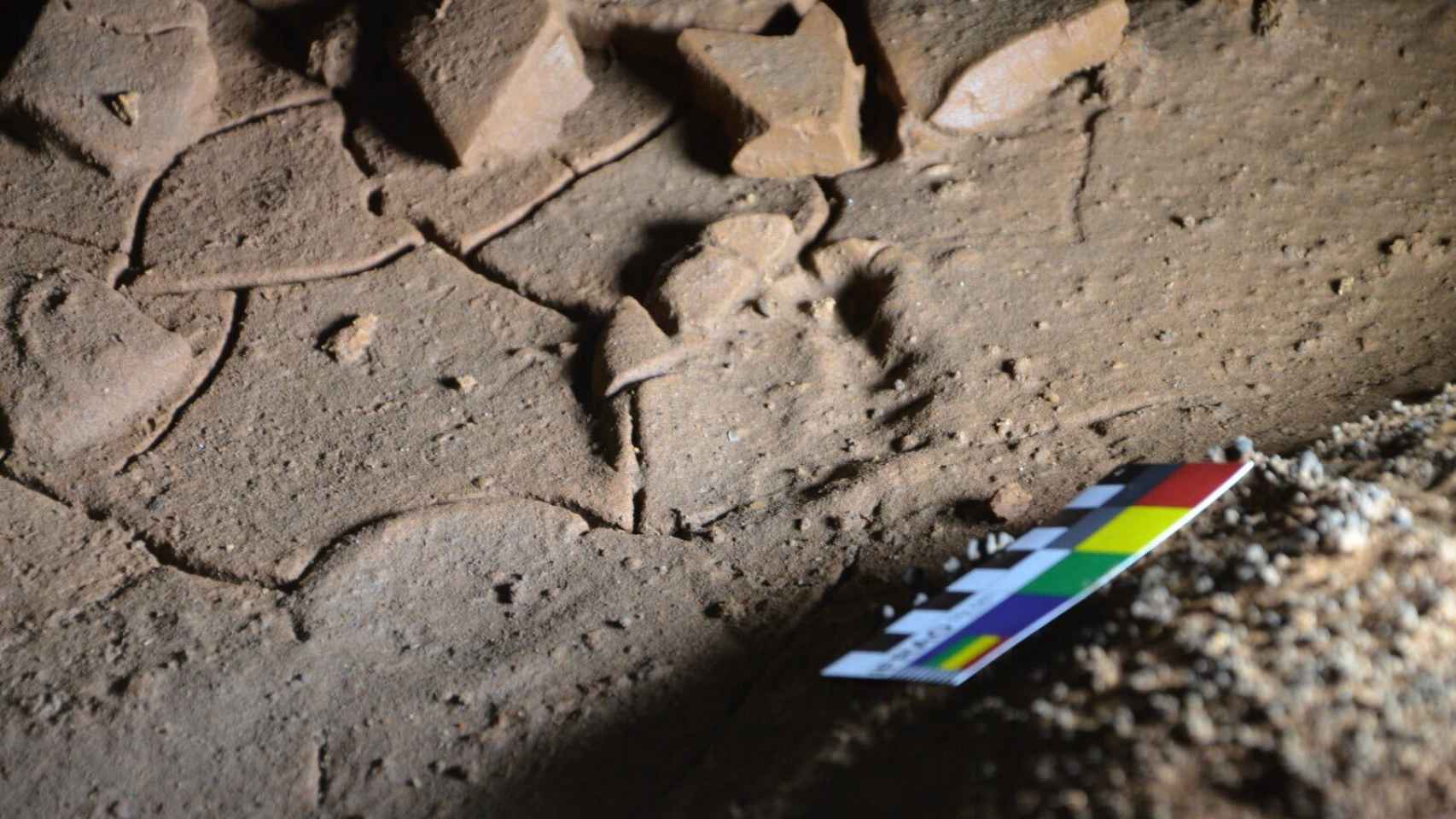 Una de las huellas prehistóricas halladas en La Garma.