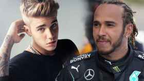 Justin Bieber y Lewis Hamilton, en un fotomontaje