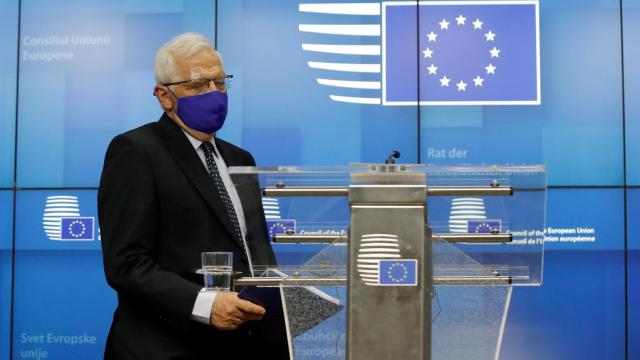 El jefe de la diplomacia de la UE, Josep Borrell, durante la rueda de prensa de este martes