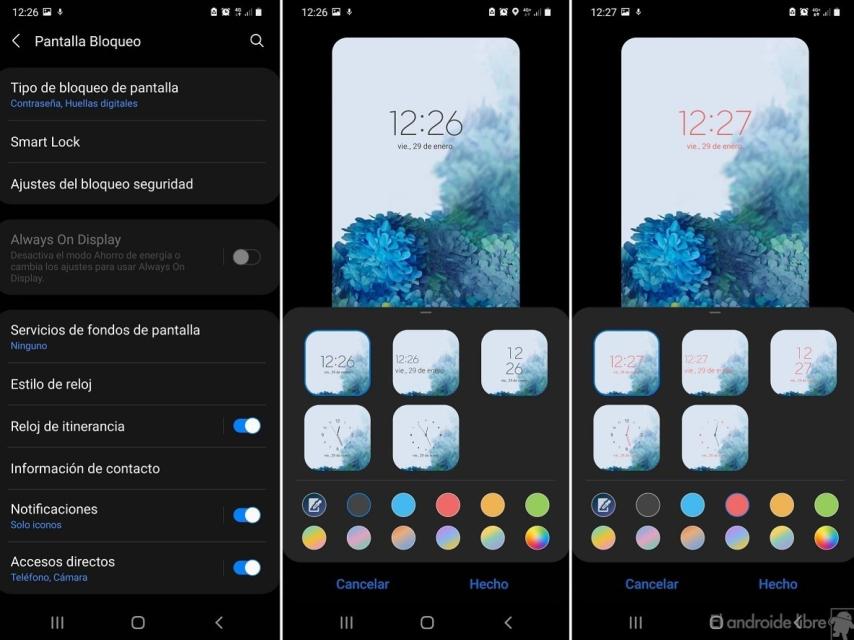 Samsung One UI personalizar reloj