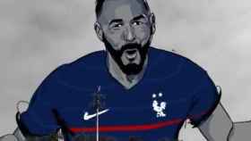 Karim Benzema, en una caricatura de la Federación Francesa de Fútbol