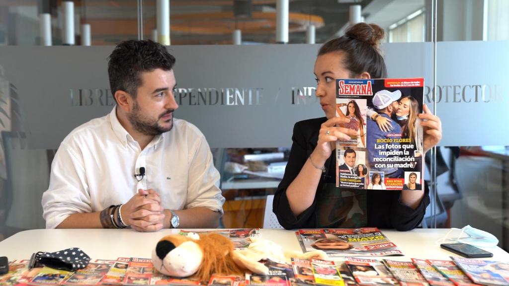 Jesús Carmona y Cristina Rodrigo durante la grabación del 'Kiosco rosa'.