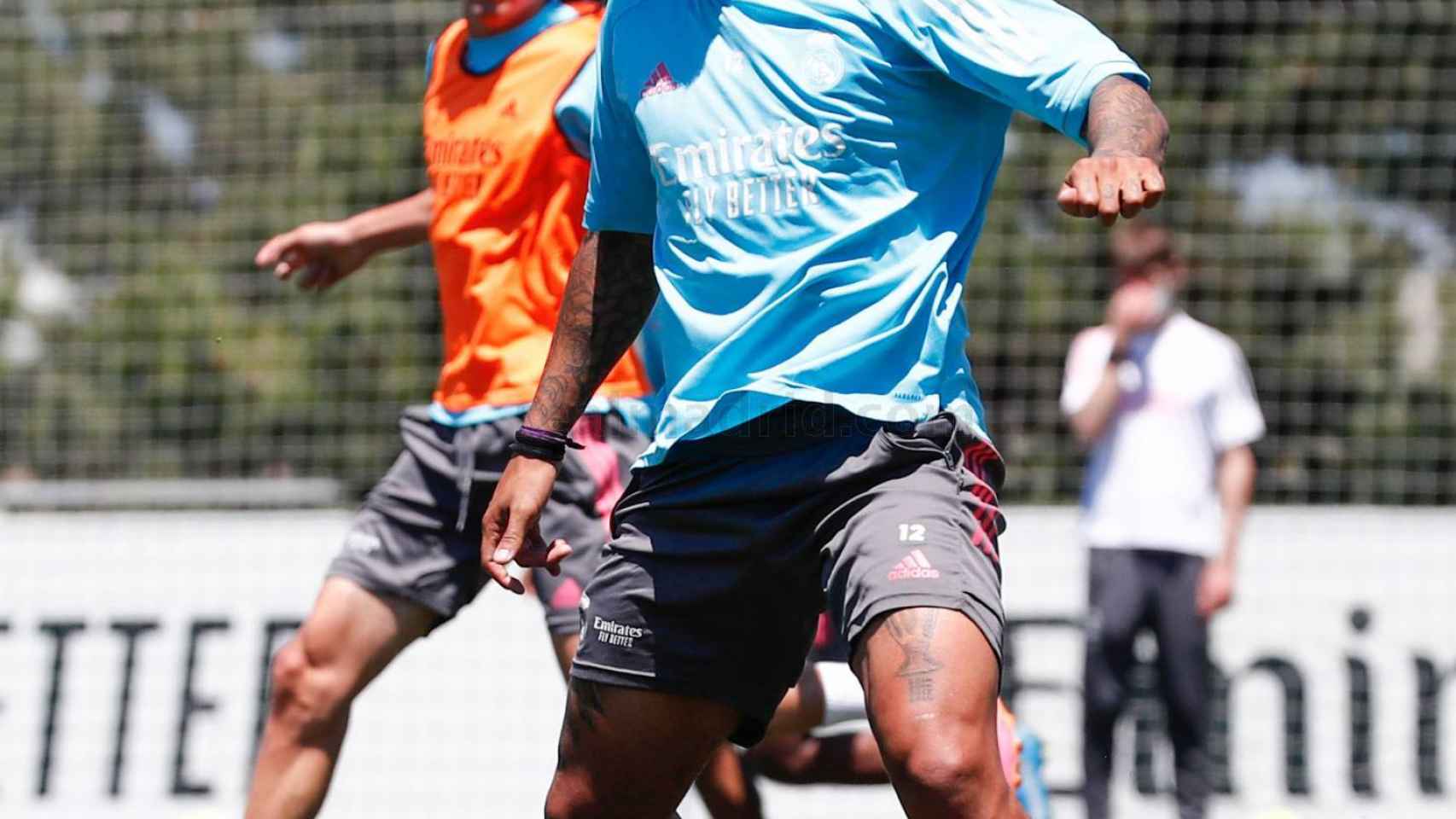 Marcelo Vieira, durante un entrenamiento del Real Madrid