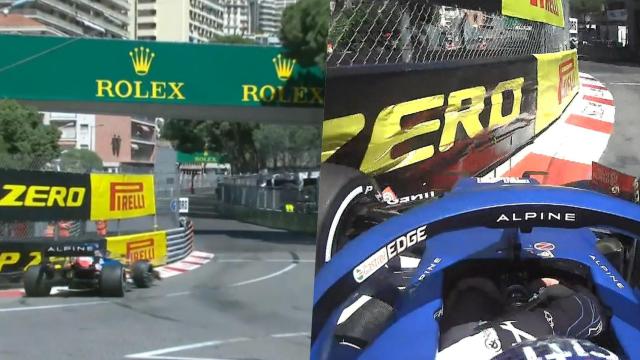 Fernando Alonso en la curva 'Anthony Noghès' durante los primeros entrenamientos libres del Gran Premio de Mónaco de 2021