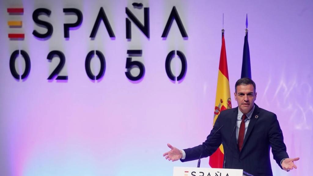 Pedro Sánchez presenta el 'Plan España 2050', en mayo de 2021.