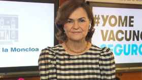 Carmen  Calvo durante la entrevista a RTVE.