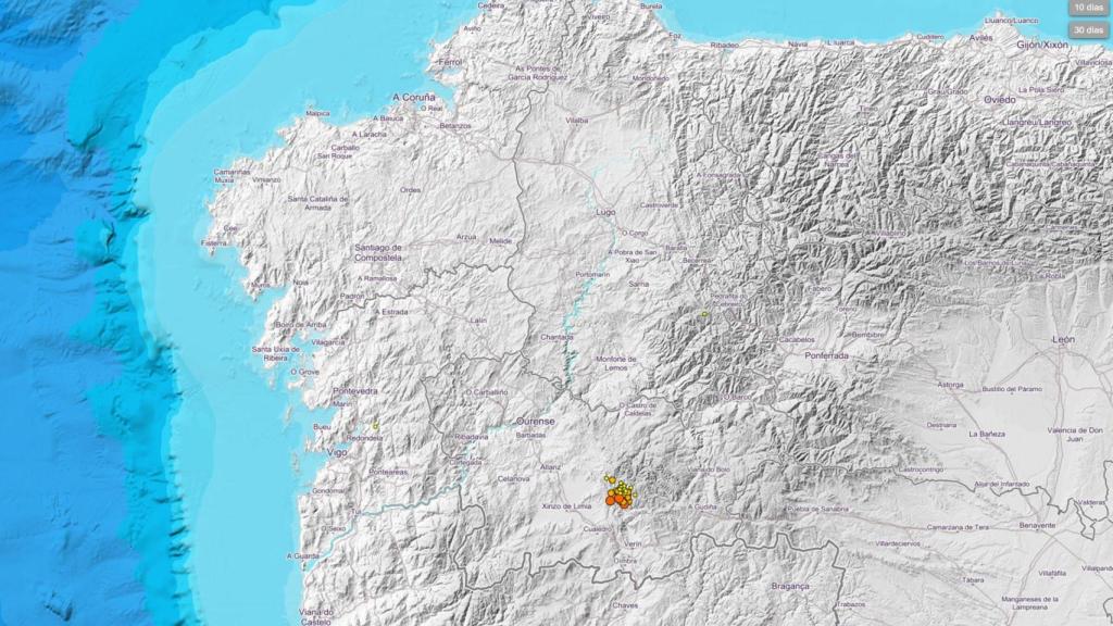 Sismos de los últimos días, en Ourense la mayoría.