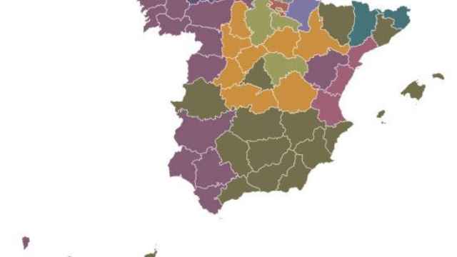 Mapa de los nombres más comunes en España.