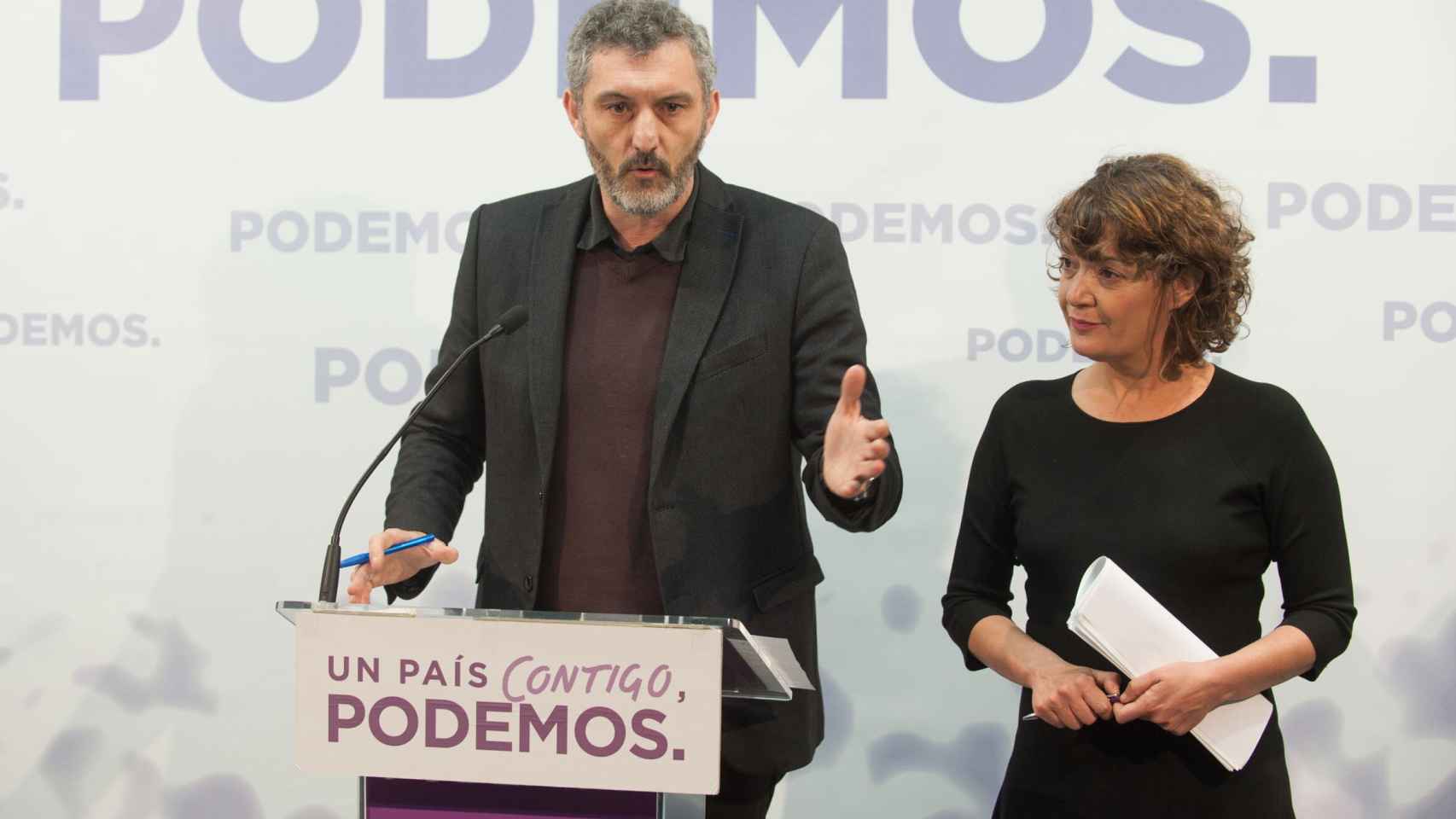 Óscar Urralburu y María Giménez durante su etapa al frente de Podemos en la Región de Murcia.
