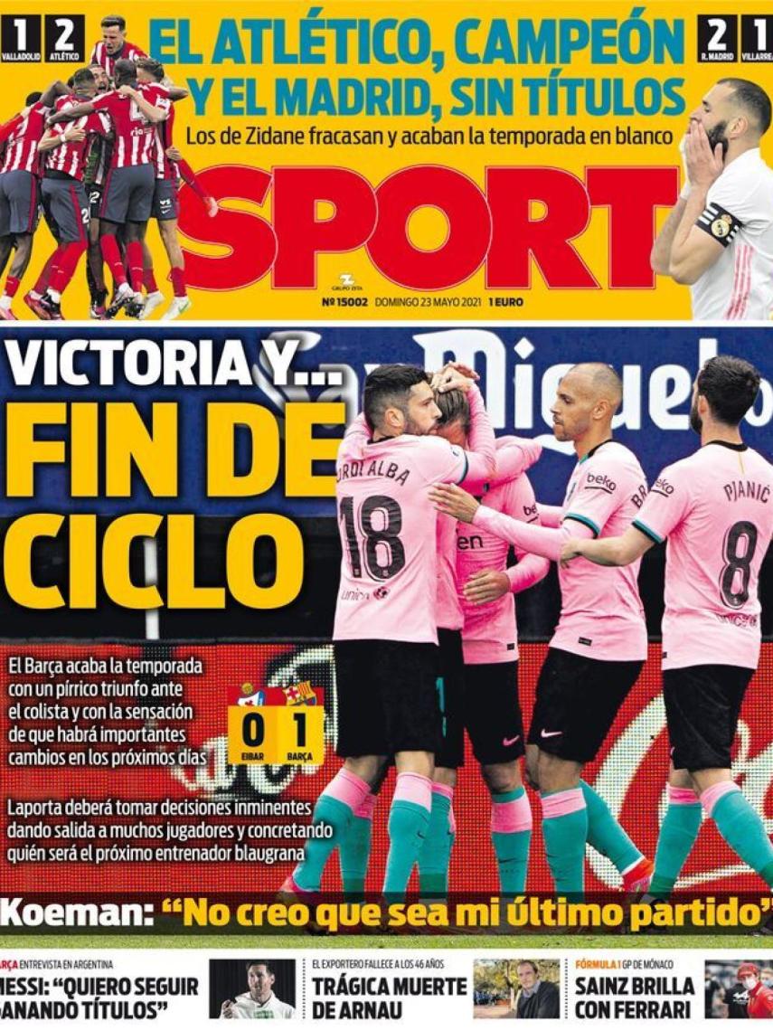 La portada del diario SPORT (23/05/2021)