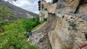 Derrumbe de la calle Canónigos de Cuenca, en pleno Casco Histórico. Foto: EUROPA PRESS / RUBÉN MARCO