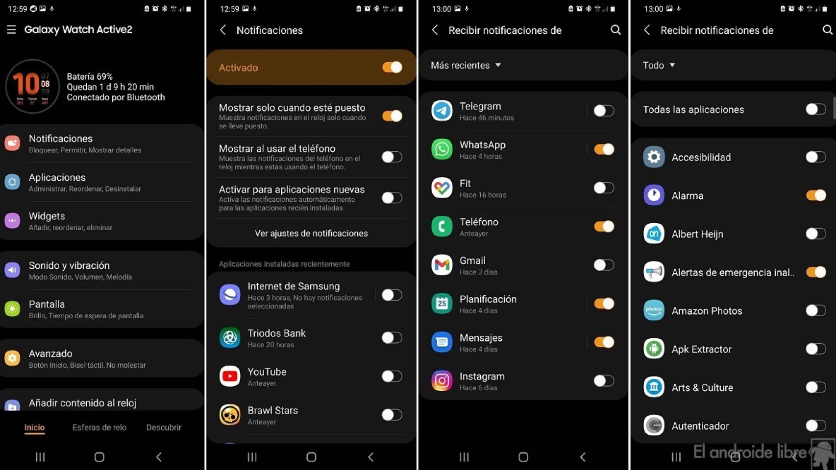 Como elegir que apps pueden emitir notificaciones en tu Galaxy Watch