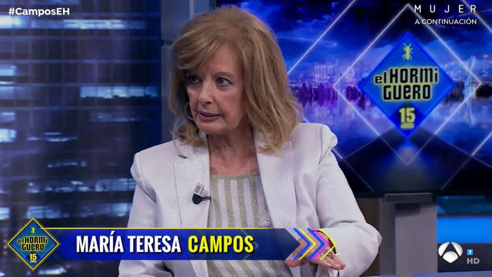 Teresa Campos hablando con Pablo Motos en Antena 3.