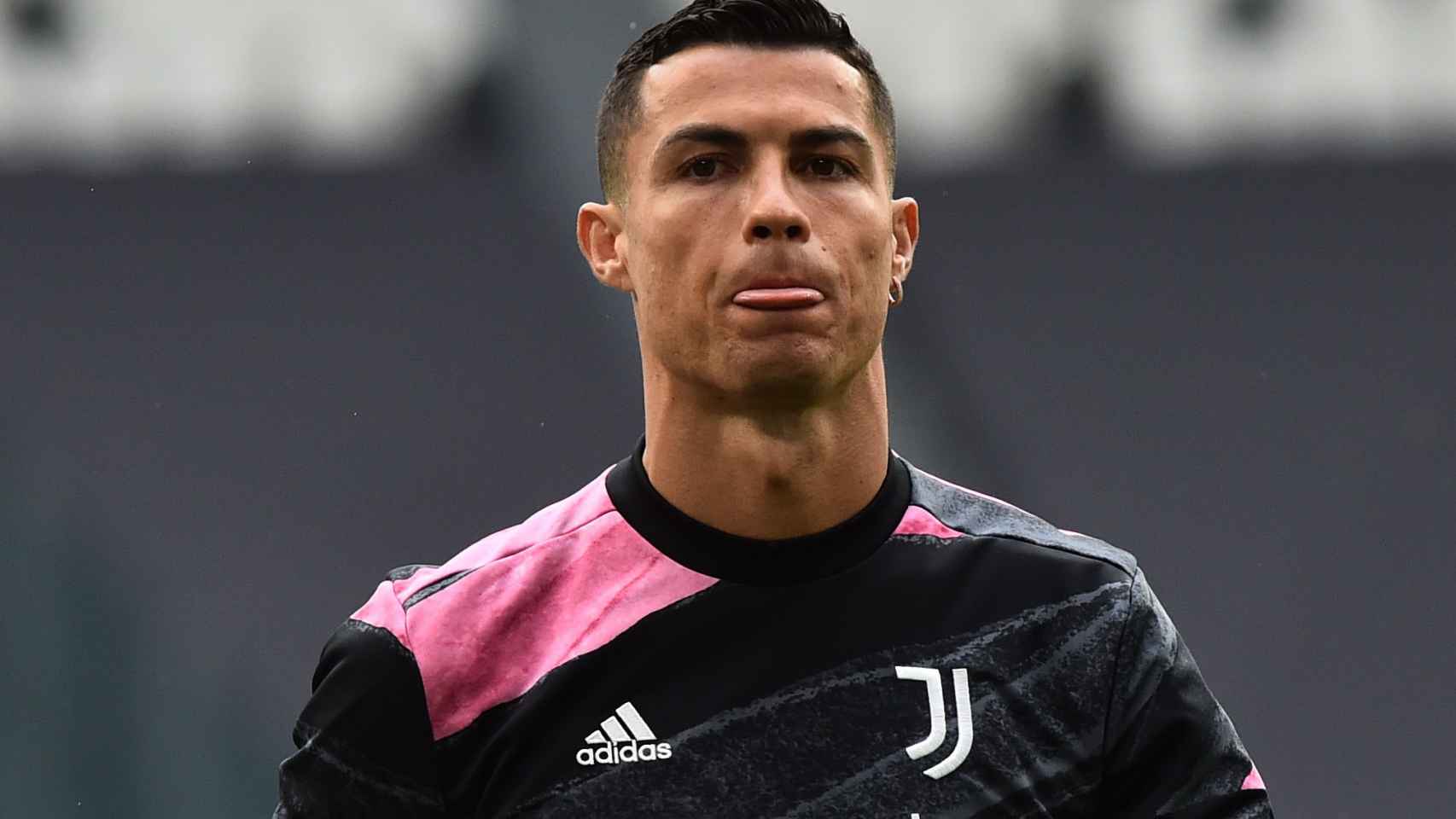 Cristiano Ronaldo, en un calentamiento con la Juventus