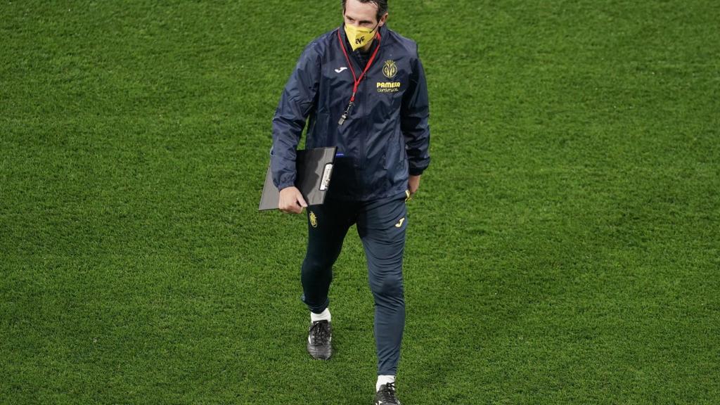 Unai Emery, durante el último entrenamiento antes de la final de la Europa League