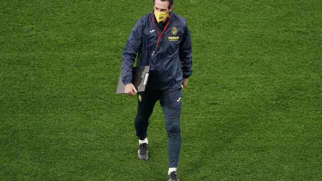 Unai Emery, durante el último entrenamiento antes de la final de la Europa League