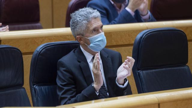 El ministro de Interior, Fernando Grande-Marlaska, durante una sesión de control al Gobierno en el Senado.