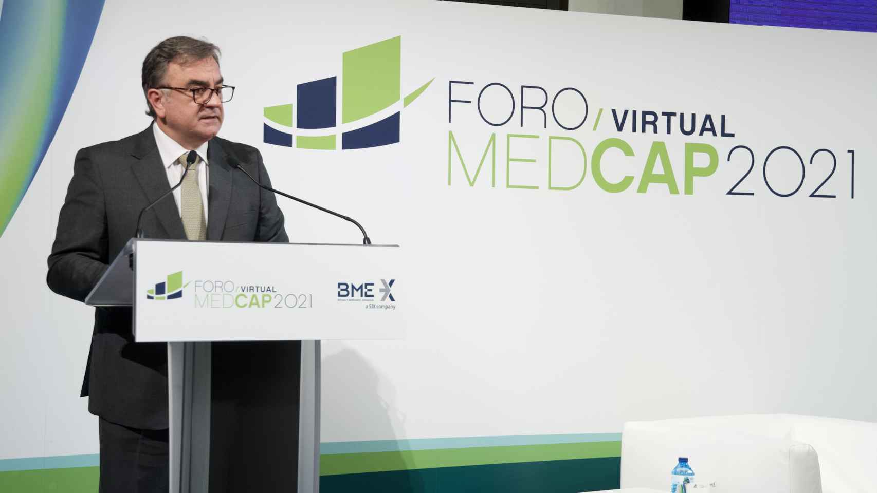 El consejero delegado de BME, Javier Hernani, en la apertura del Foro MedCap.