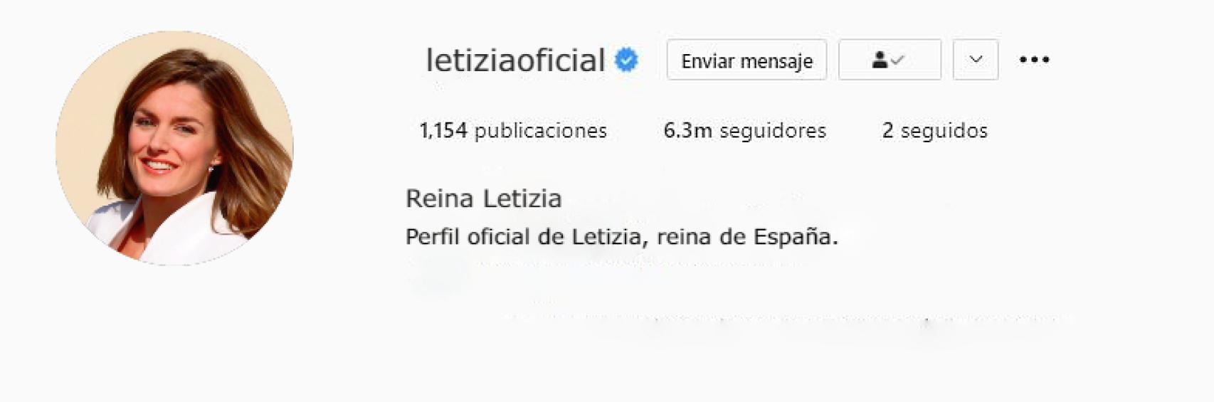 Recreación del perfil de Instagram de la reina Letizia.