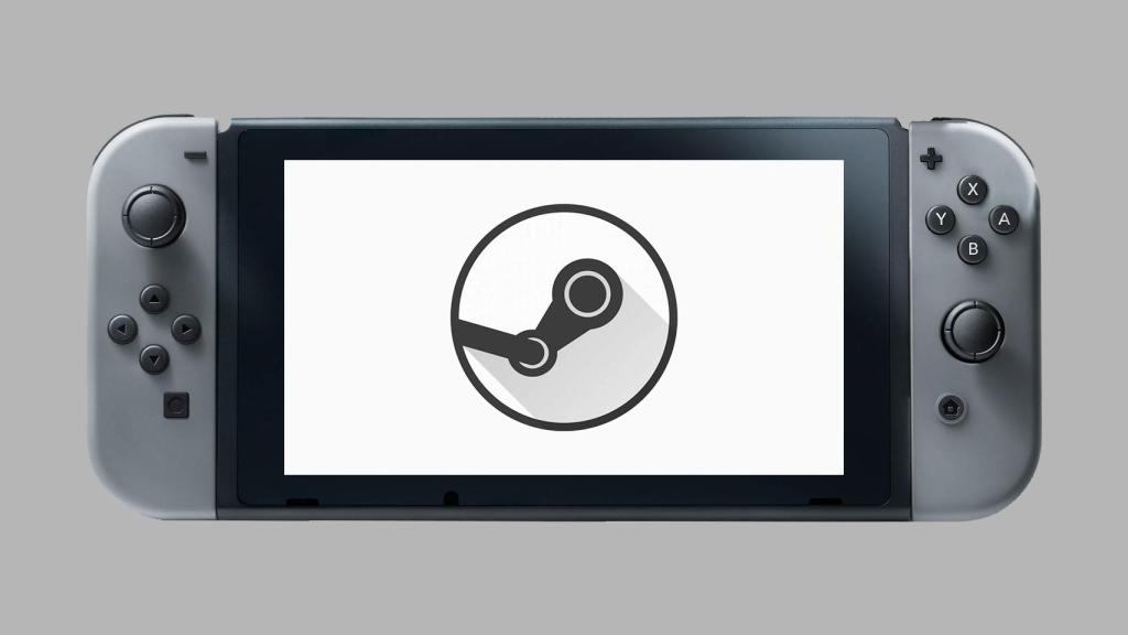 Fotomontaje con una Nintendo Switch y el logo de Steam