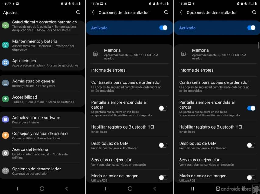 Android pantalla encendida al cargar