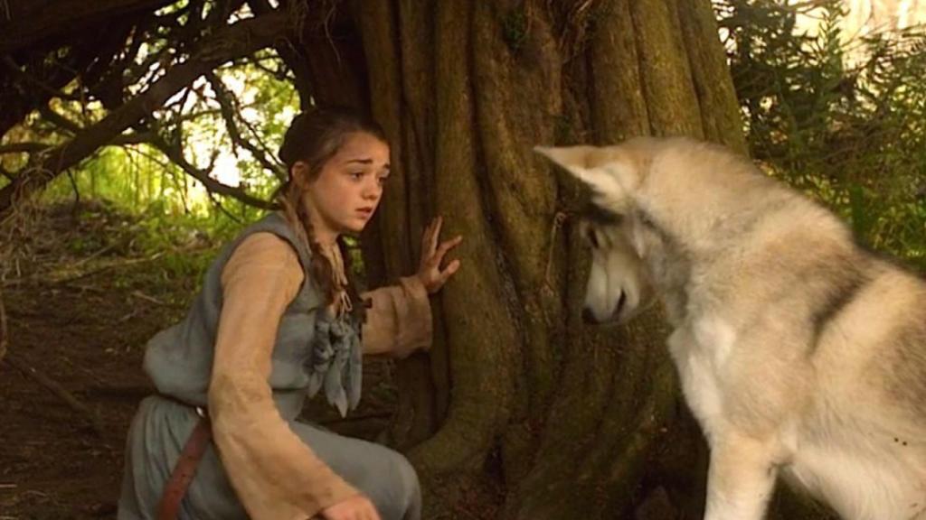 Arya Stark y su huargo llamado Nymeria.