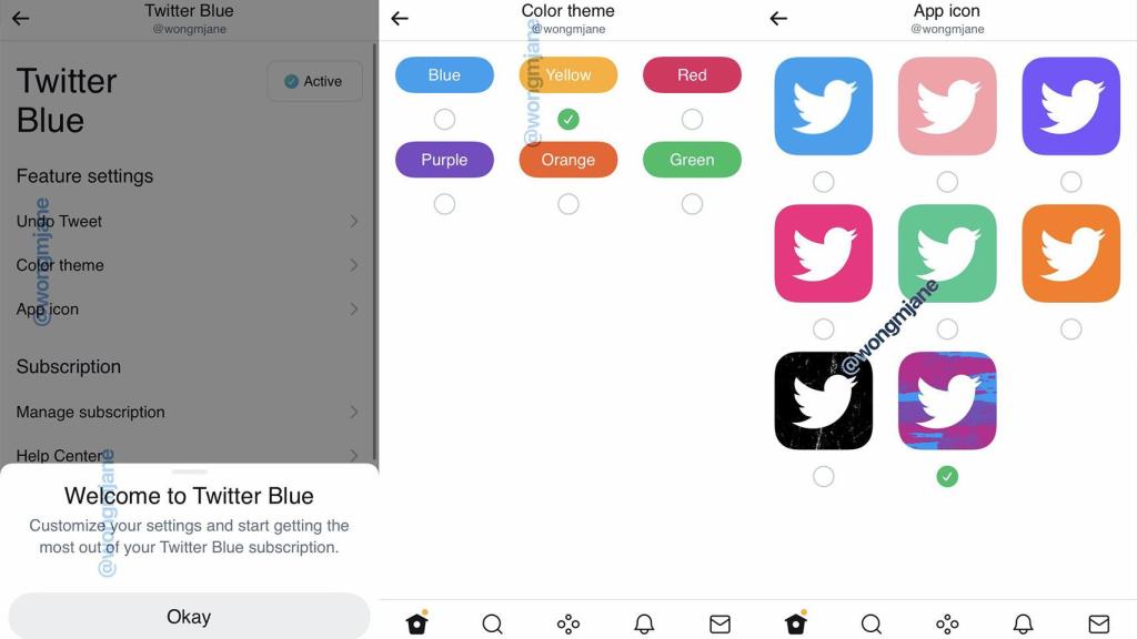 Iconos de color personalizados en Twitter Blue
