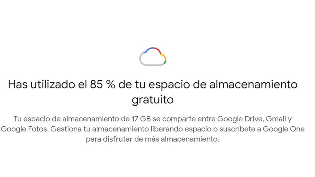 Espacio usado de almacenamiento en Google One