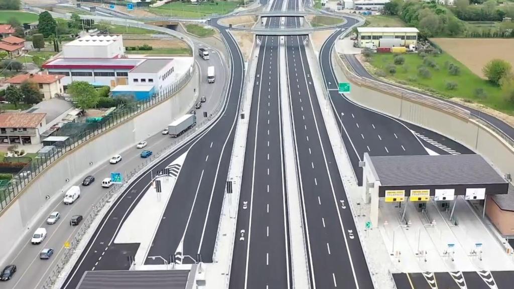 Imagen del cuarto tramo de la autopista Pedemontana – Veneta en Italia.