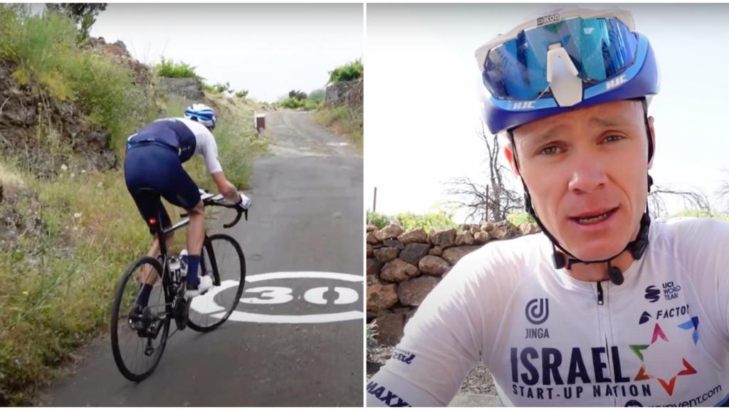 Chris Froome entrenando en el Teide