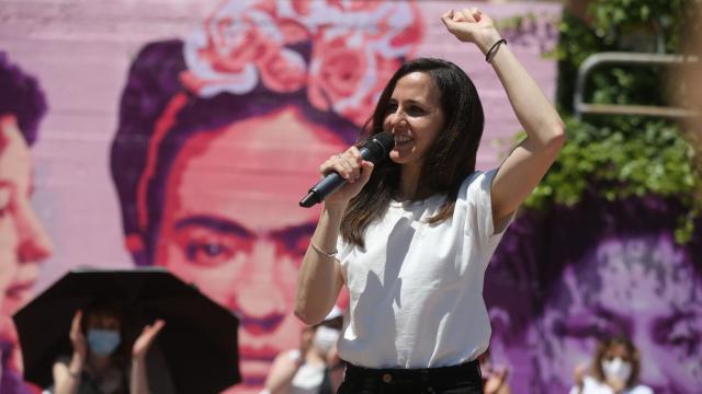 La ministra de Derechos Sociales, Ione Belarra, durante la presentación de su candidatura para liderar Podemos.