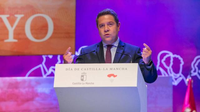 Emiliano García-Page, este lunes durante su intervención en el acto institucional del Día de Castilla-La Mancha (Fotos: JCCM)