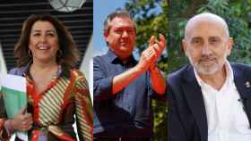 Los tres candidatos a las primarias del PSOE-A, Susana Díaz, Juan Espadas y Luis Ángel Hierro.