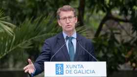 El presidente de la Xunta, Alberto Núñez Feijóo, en el acto de presentación de la campaña turística Camiña a Galicia.