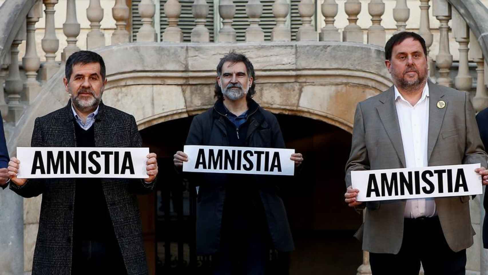 Jordi Sànchez, Jordi Cuixart y Oriol Junqueras.
