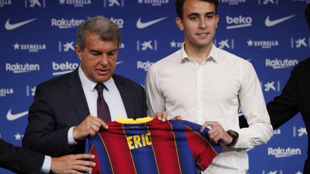 Joan Laporta, durante la presentación de Eric García como jugador del FC Barcelona