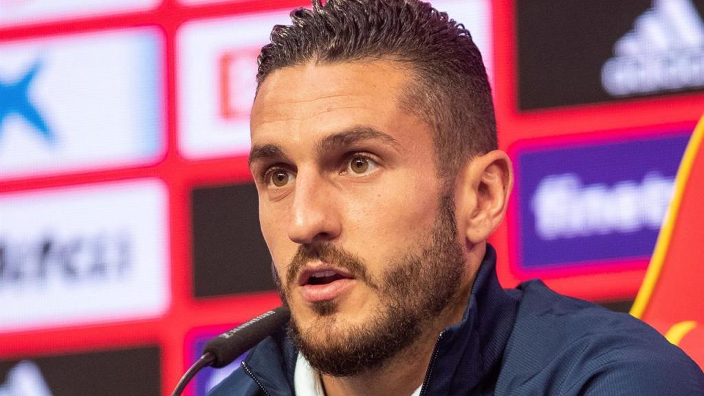 Koke Resurrección, en rueda de prensa con la selección de España