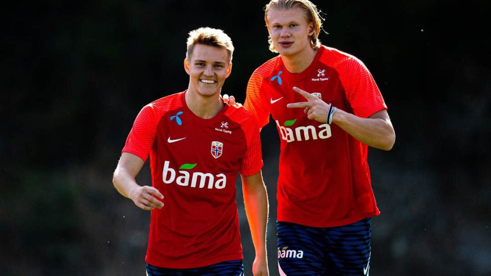 Odegaard y Haaland, con Noruega