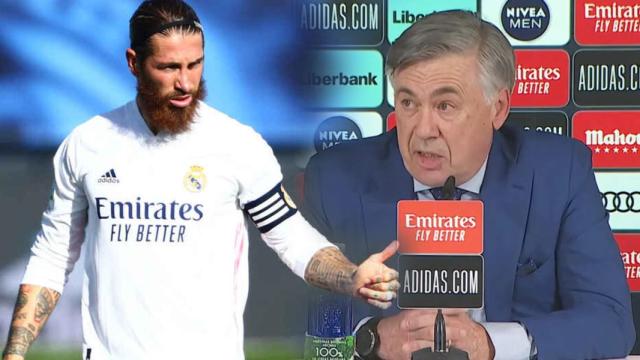 Sergio Ramos y Carlo Ancelotti, en un fotomontaje