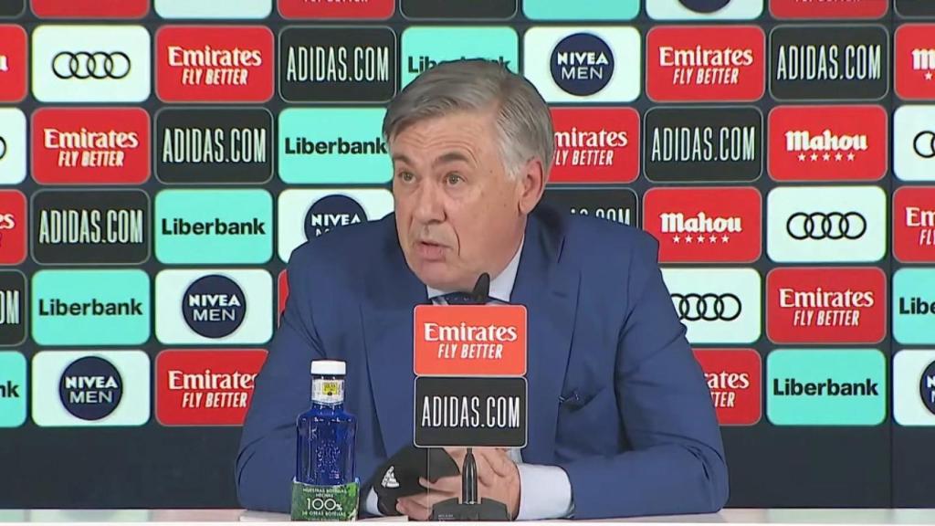 Carlo Ancelotti, durante su primera rueda de prensa en su regreso al Real Madrid