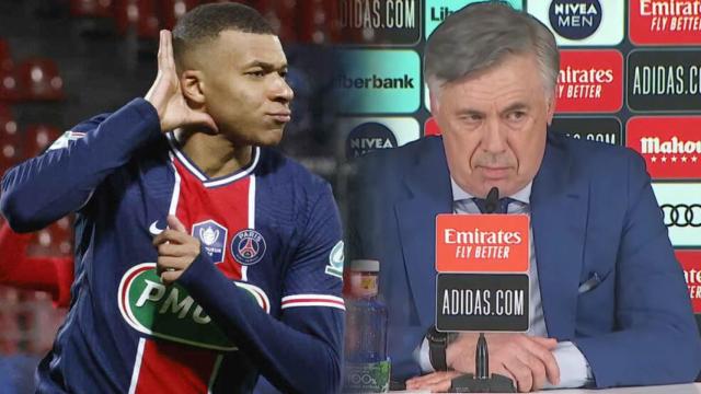 Kylian Mbappé y Carlo Ancelotti, en un fotomontaje