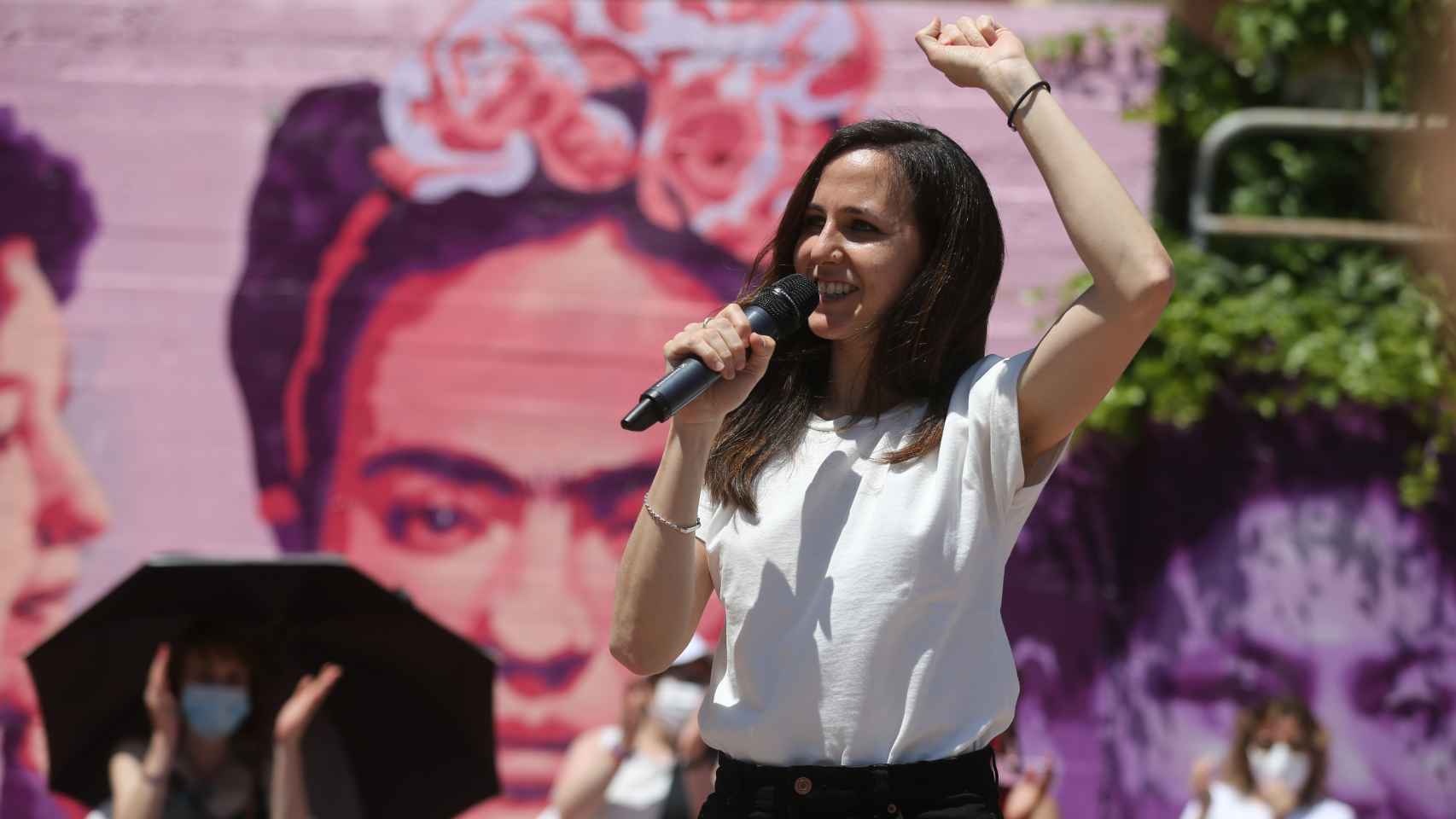 La ministra de Derechos Sociales, Ione Belarra, durante un acto de su campaña para liderar Podemos.